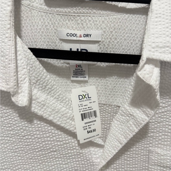 Men's HB Textured White Button Down Shirt from DXL - Picture 2 of 2